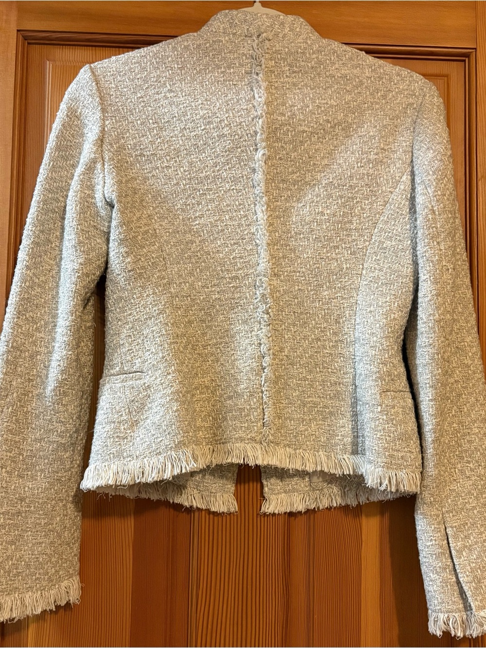 MM Lafleur “The Jie Jacket” Cream Textured Tweed-Like Fringe Trim Jacket - Sz. 2 - Picture 12 of 15